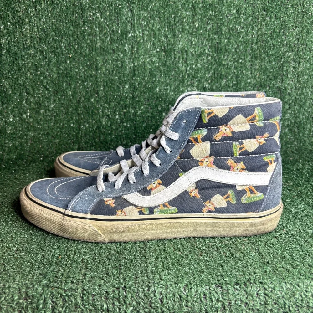 Vans Sk8-Hi Digi Hula Girl Hawaiian Canvas Suede High Top Sneaker Navy Men 11.0